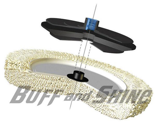 Buff and Shine 7.5" 100% Natural Wool 4 Ply Twist Grip Pad™ with Center Tee Action